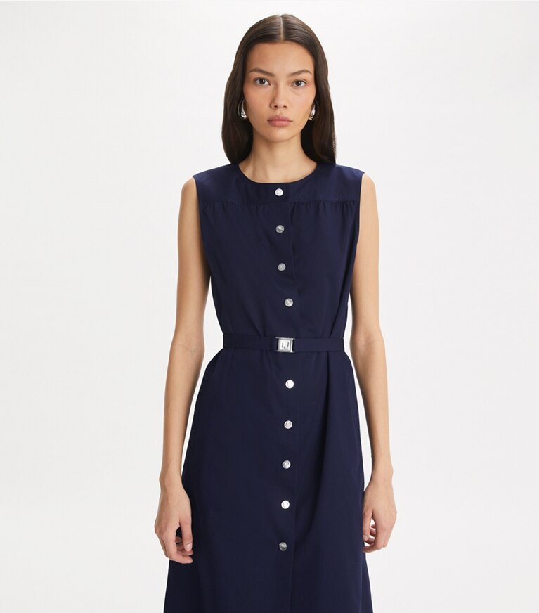Tory Burch designer abiti Abito in popeline di cotone in Medium Navy front