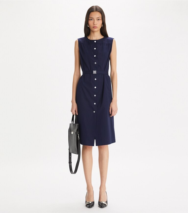 Tory Burch designer abiti Abito in popeline di cotone in Medium Navy front