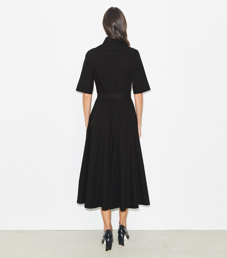 Tory Burch designer abiti Abito in popeline in Black on model back