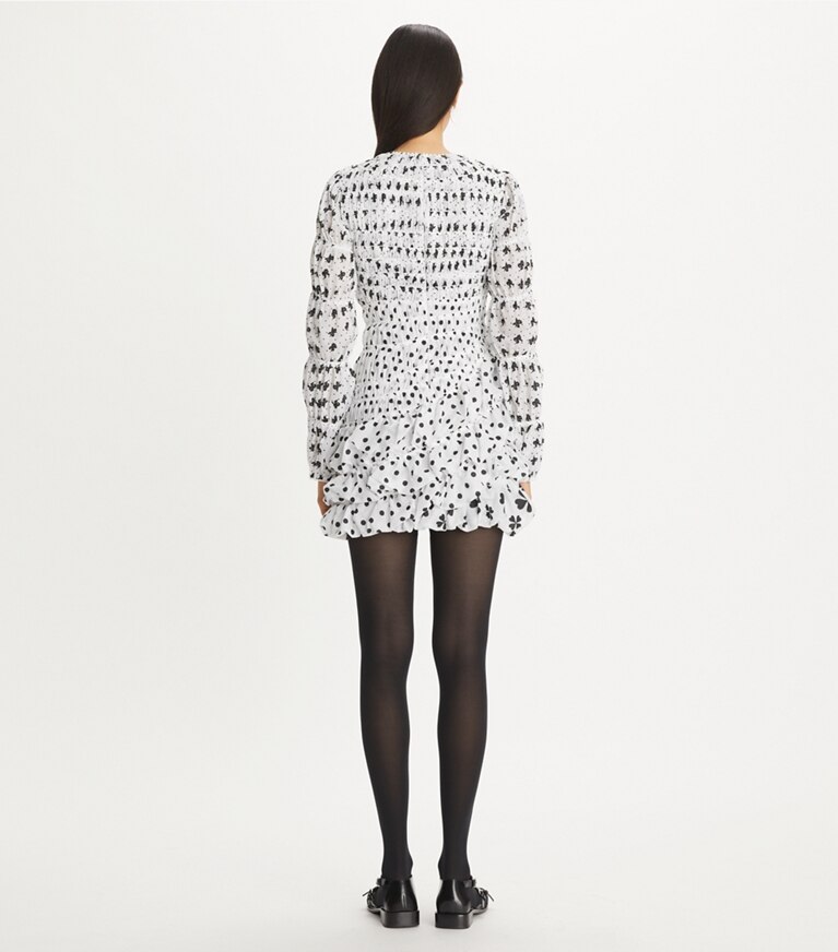 Tory Burch designer abiti Abito in taffetà con colletto in Black Tossed Bow front