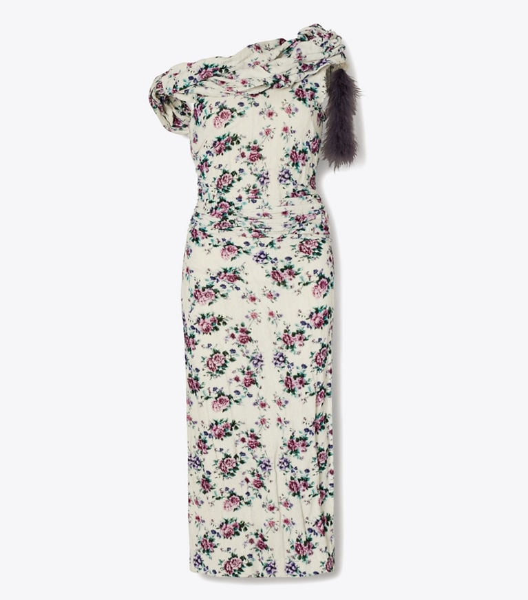 Tory Burch designer abiti Abito in velluto di cotone twisted in Purple Floral front