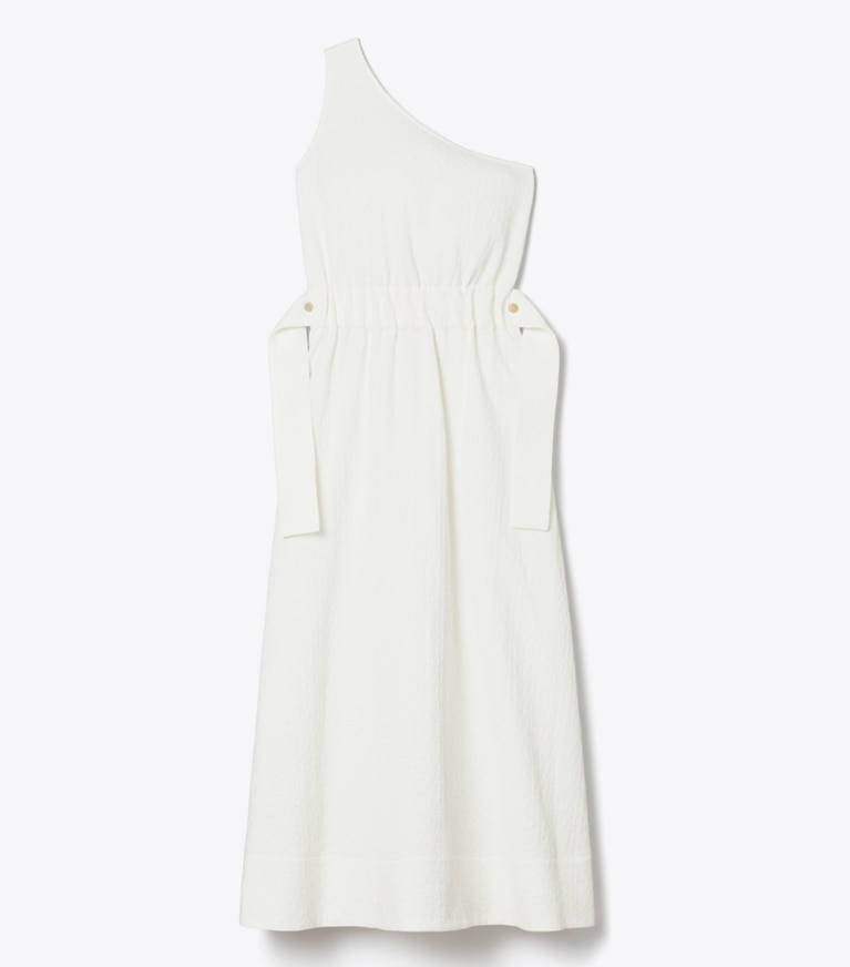 Tory Burch designer copricostume Abito monospalla in cotone con cintura in Marshmallow front