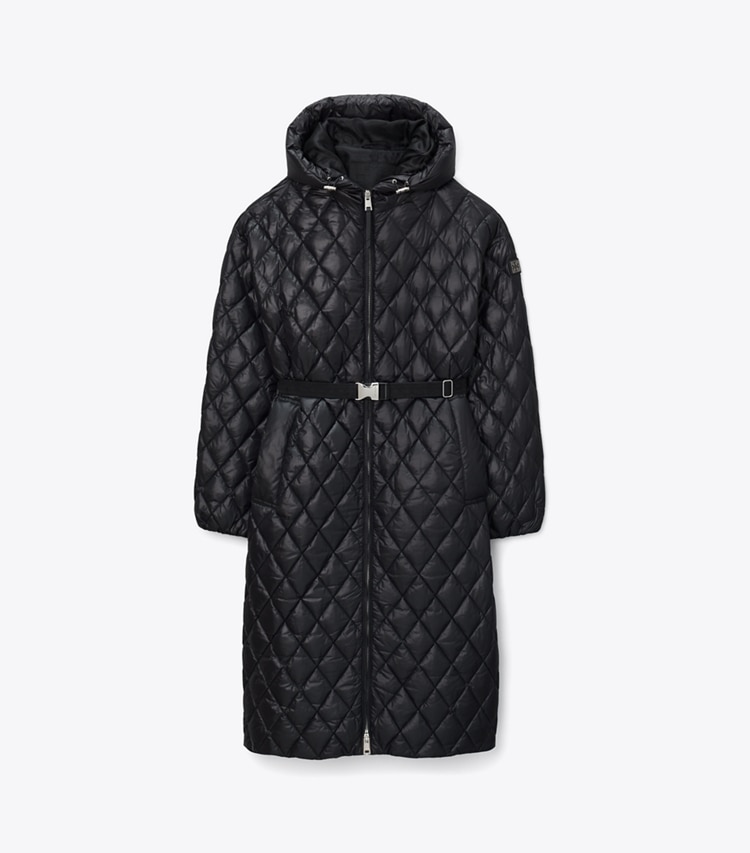 Tory Burch diseñador abrigos Abrigo acolchado de nailon con capucha en BLACK frontal