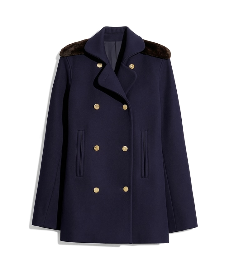 Tory Burch diseñador abrigos Abrigo de lana entallado en Medium Navy adicional