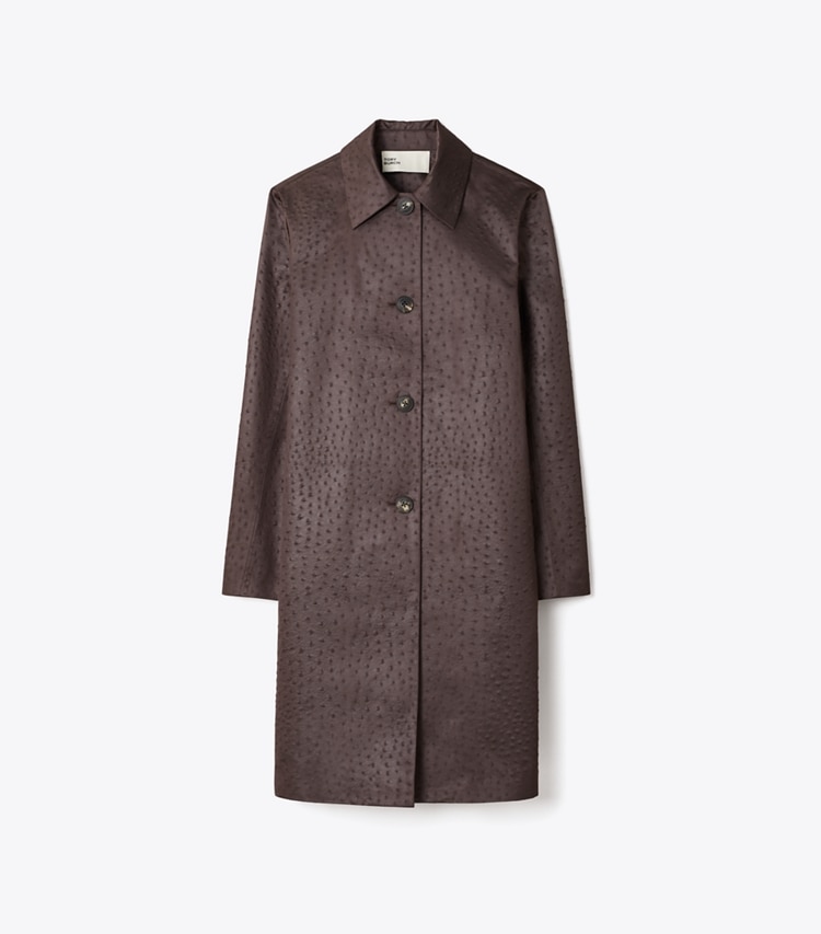 Tory Burch diseñador abrigos Abrigo tres cuartos de viscosa en Roasted Eggplant frente