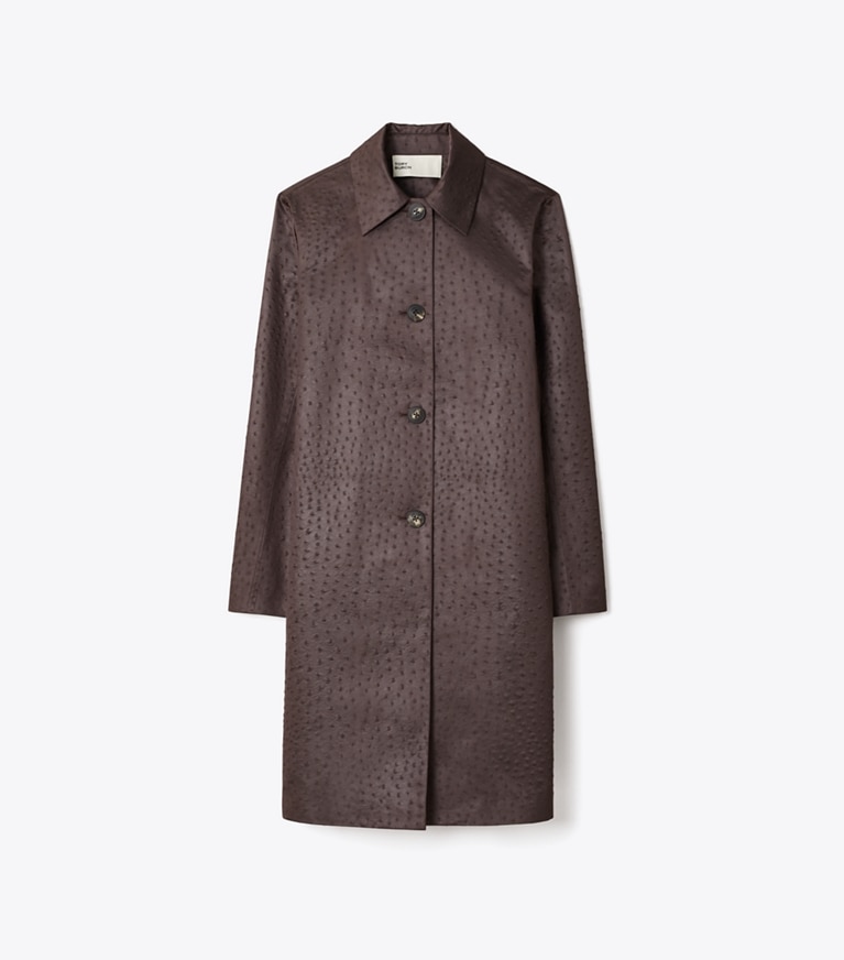 Tory Burch diseñador abrigos Abrigo tres cuartos de viscosa en Roasted Eggplant frente