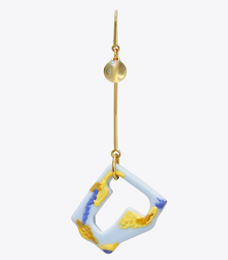 Tory Burch designer earrings Abstract TB Earring in Tory Gold / Multi detail