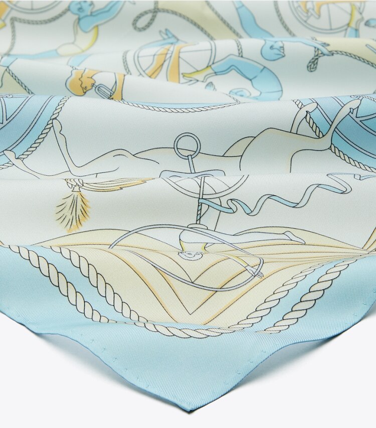 Tory Burch designer scarves Acrobats Neckerchief in Aeronauts Neckerchief - Blue detail