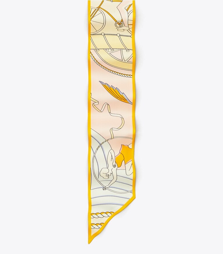 Tory Burch designer スカーフ アクロバット リボンタイ in Aeronauts Ribbon Tie - Pink オーバーヘッド