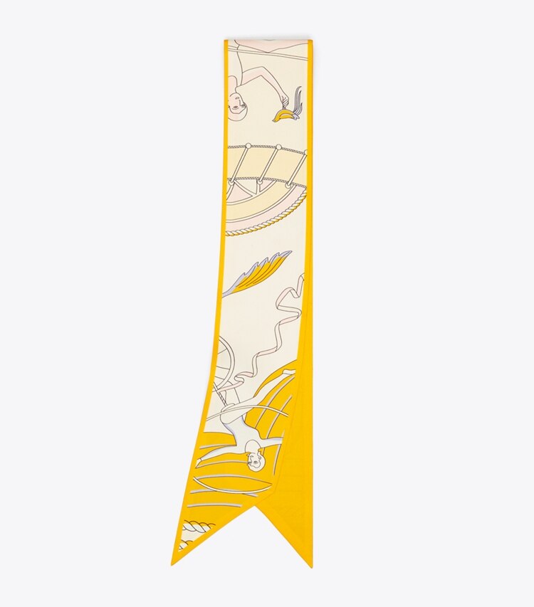 Tory Burch designer スカーフ アクロバット リボンタイ in Aeronauts Ribbon Tie - Pink folded