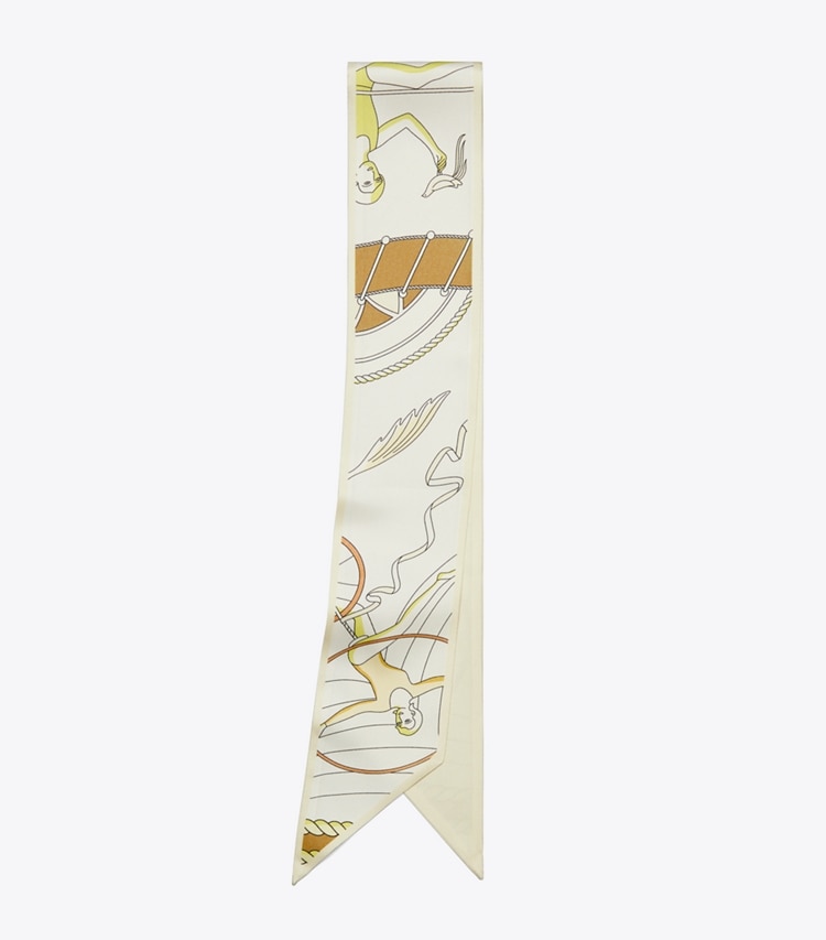 Tory Burch designer スカーフ アクロバット リボンタイ in Yellow folded