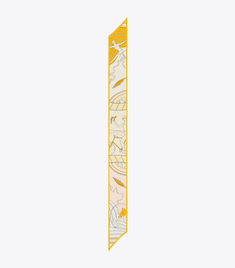 Tory Burch designer スカーフ アクロバット リボンタイ in Aeronauts Ribbon Tie - Pink オーバーヘッド
