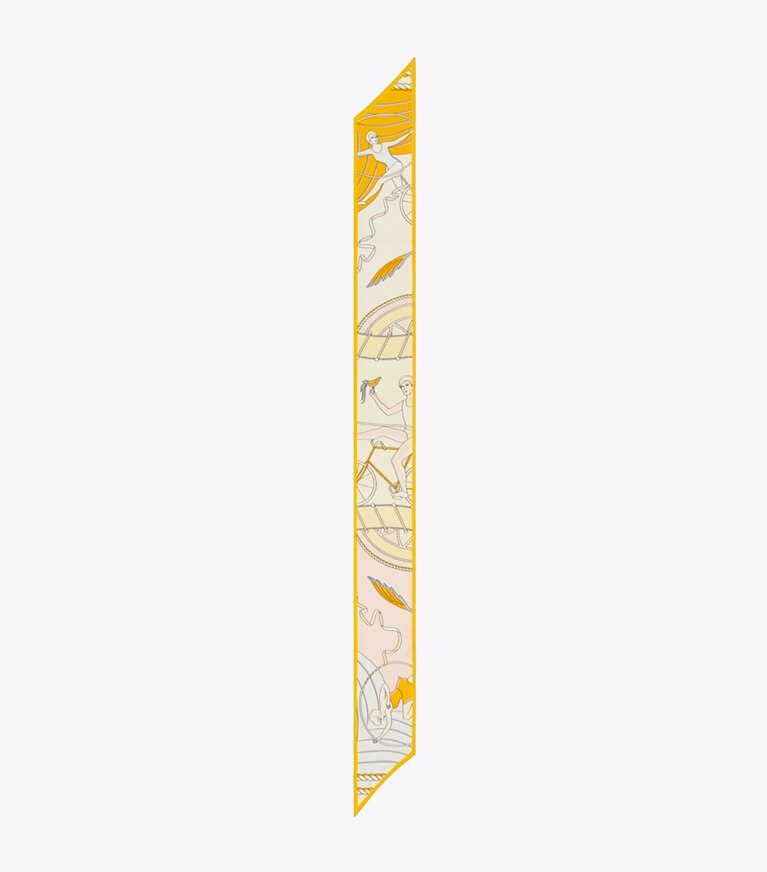 Tory Burch designer スカーフ アクロバット リボンタイ in Aeronauts Ribbon Tie - Pink オーバーヘッド