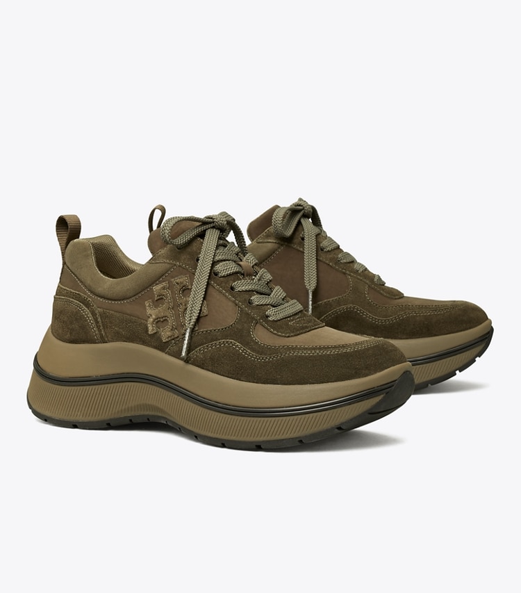 Tory Burch designer sneakers Adventure Sneaker in MILITARE / ARMY GREEN angle