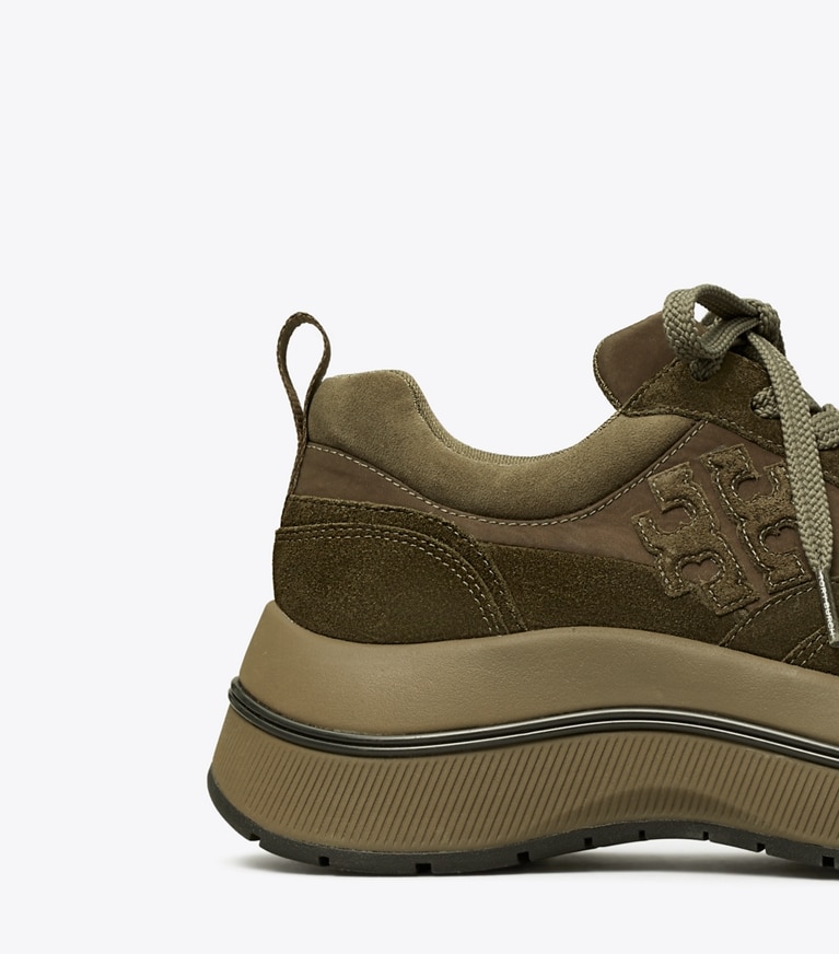 Tory Burch designer sneakers Adventure Sneaker in MILITARE / ARMY GREEN angle