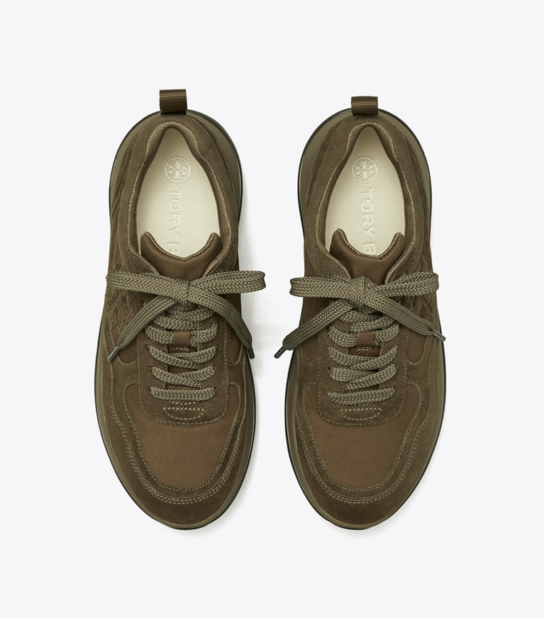 Tory Burch designer sneakers Adventure Sneaker in MILITARE / ARMY GREEN angle
