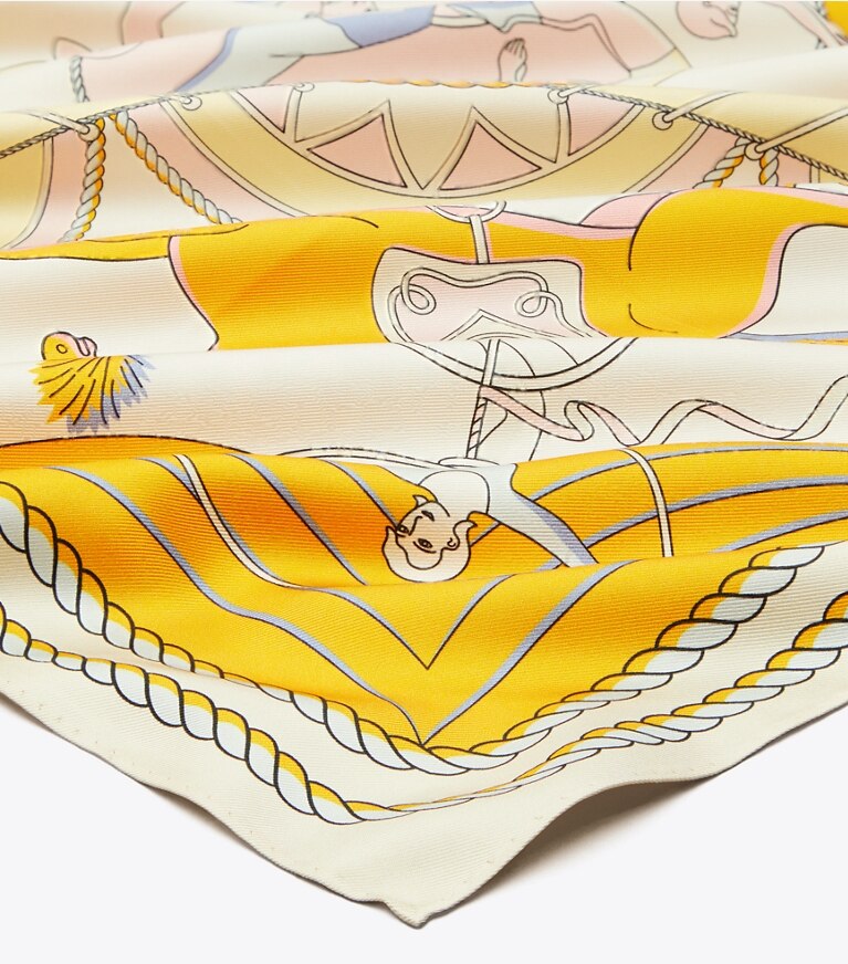 Tory Burch designer scarves Aeronauts Double-Sided Silk Square in Aeronauts Silk Square - Pink overhead