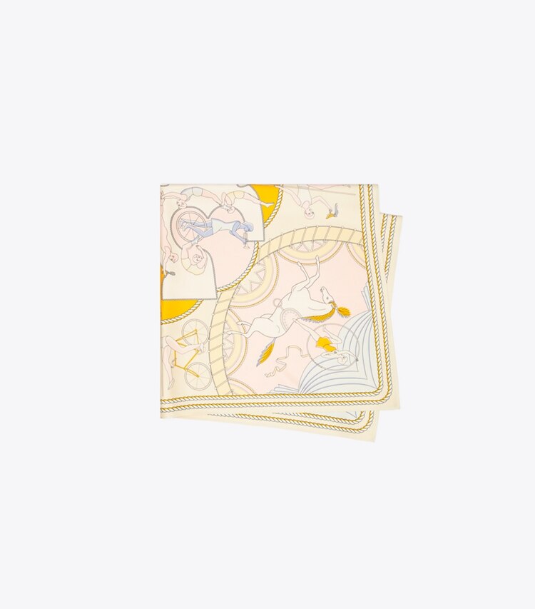 Tory Burch designer scarves Aeronauts Double-Sided Silk Square in Aeronauts Silk Square - Pink folded