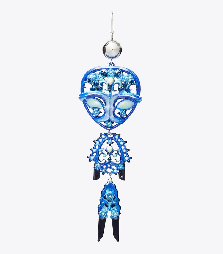 Tory Burch designer earrings Alien Earrings in Tory Silver / Blue detail