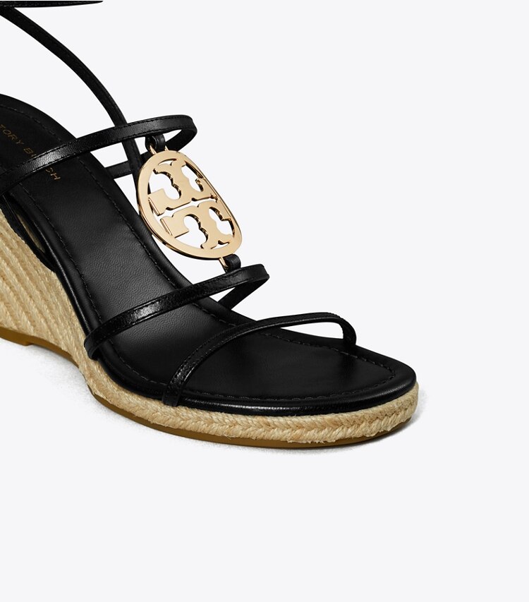 Tory Burch diseñador alpargatas Alpargata con cuña Miller Capri en BLACK / GOLD detalle