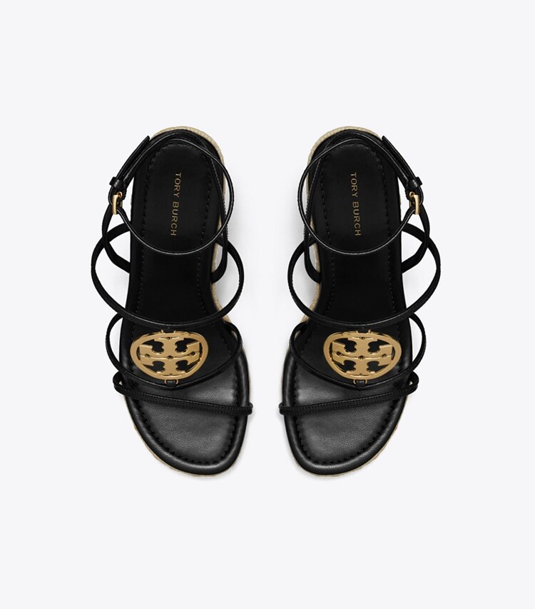Tory Burch diseñador alpargatas Alpargata con cuña Miller Capri en BLACK / GOLD vista superior