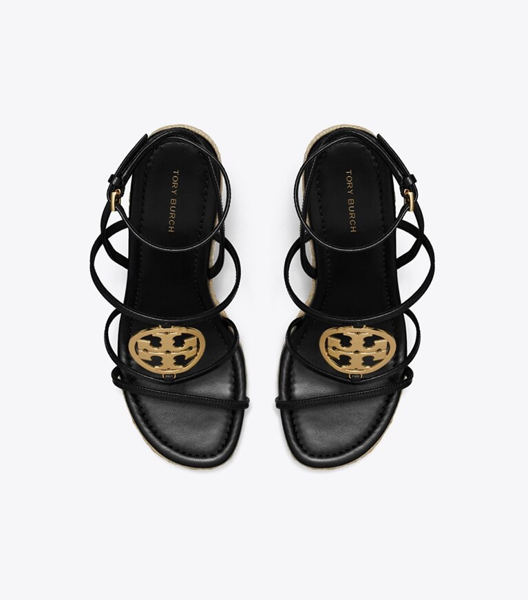 Tory Burch diseñador alpargatas Alpargata con cuña Miller Capri en BLACK / GOLD vista superior