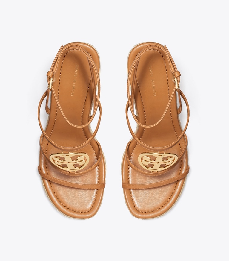 Tory Burch diseñador alpargatas Alpargata con cuña Miller Capri en CARAMEL CORN / GOLD vista superior