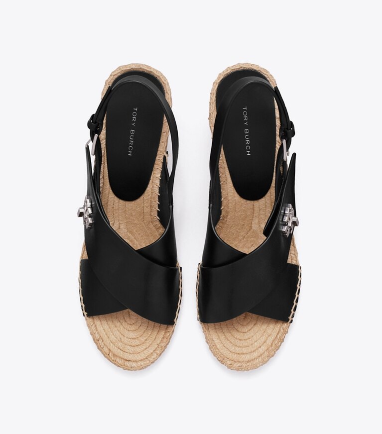 Tory Burch diseñador alpargatas Alpargata con cuña y broche giratorio en PERFECT BLACK vista superior