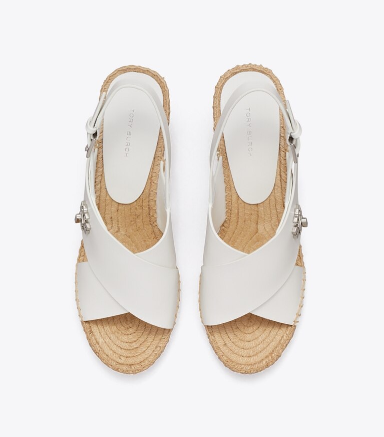 Tory Burch diseñador alpargatas Alpargata con cuña y broche giratorio en WHITE vista superior
