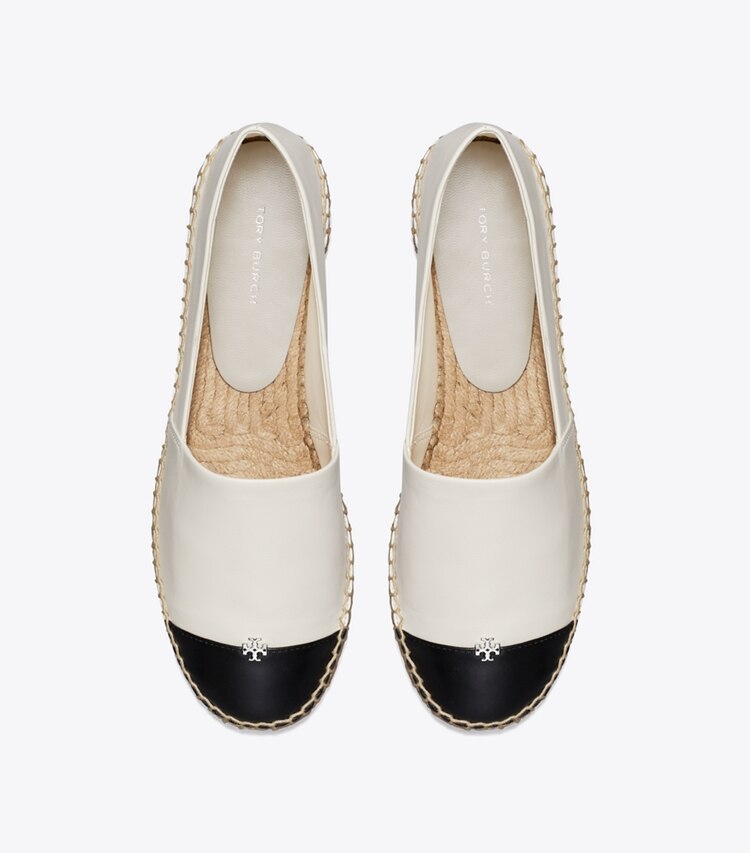 Tory Burch diseñador alpargatas Alpargata con puntera en LIGHT CREAM / PERFECT BLACK vista superior