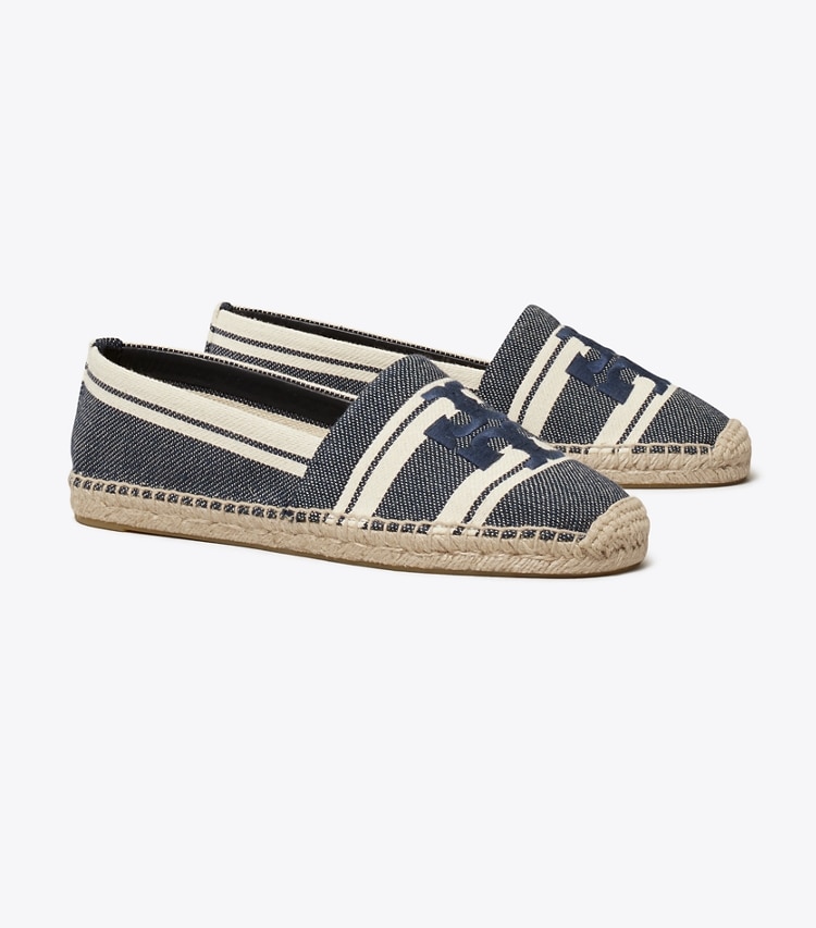 Tory Burch diseñador alpargatas Alpargata de Jacquard con doble T en Blue Chiaro / Ash White ángulo