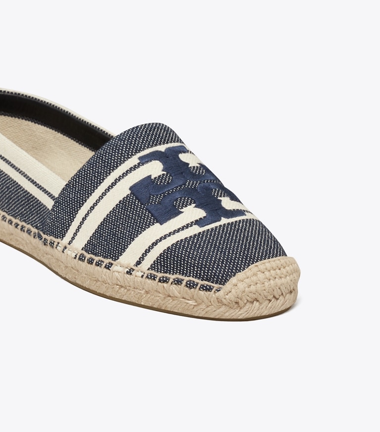 Tory Burch diseñador alpargatas Alpargata de Jacquard con doble T en Blue Chiaro / Ash White detalle