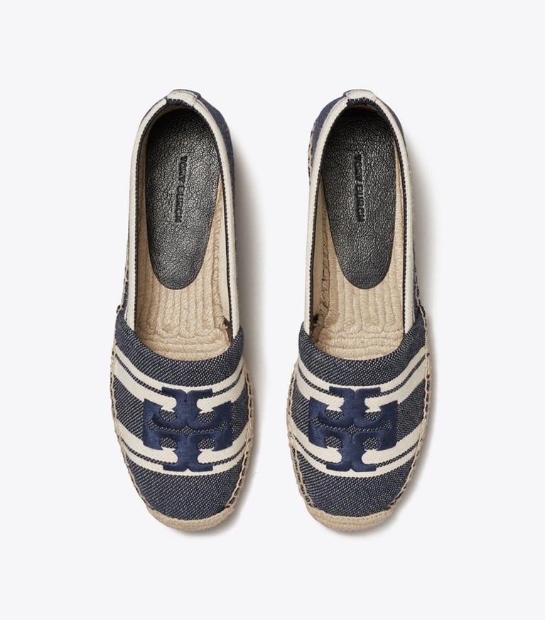 Tory Burch diseñador alpargatas Alpargata de Jacquard con doble T en Blue Chiaro / Ash White vista superior