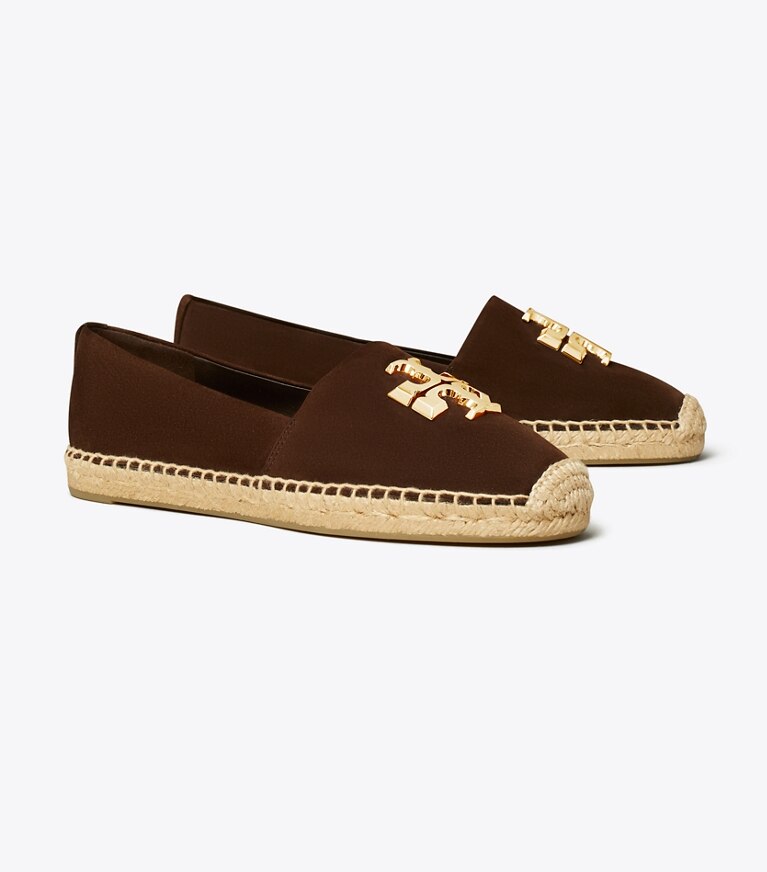 Tory Burch diseñador alpargatas Alpargata Eleanor en DARK COCOA / GOLD ángulo