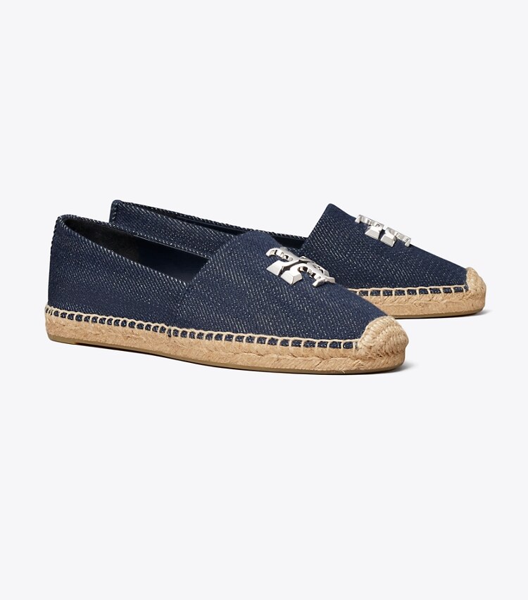 Tory Burch diseñador alpargatas Alpargata Eleanor en MIDNIGHT DENIM / SILVER ángulo