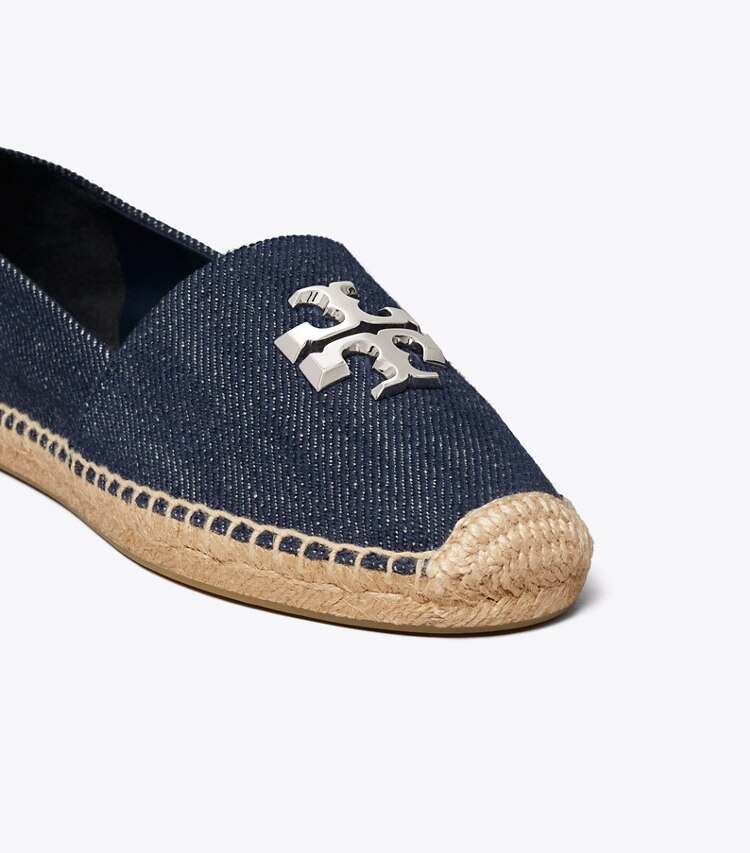 Tory Burch diseñador alpargatas Alpargata Eleanor en MIDNIGHT DENIM / SILVER detalle