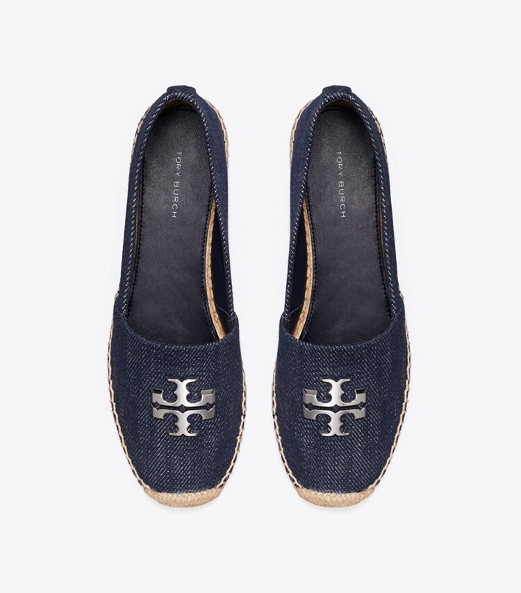 Tory Burch diseñador alpargatas Alpargata Eleanor en MIDNIGHT DENIM / SILVER vista superior
