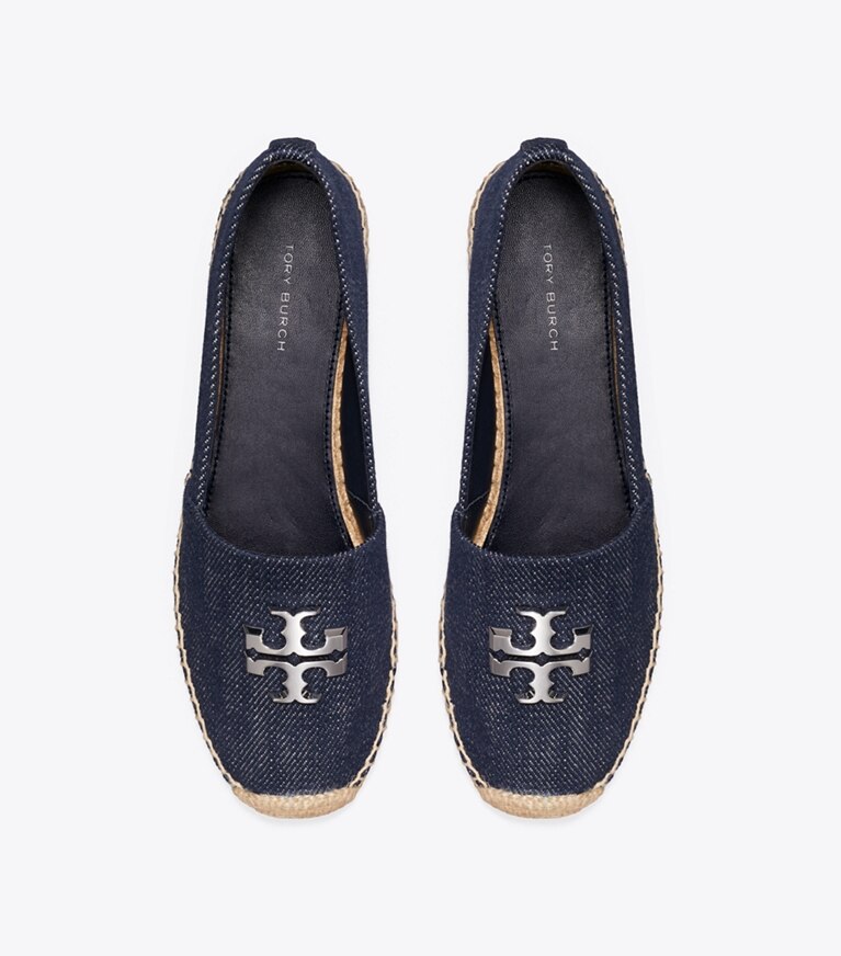 Tory Burch diseñador alpargatas Alpargata Eleanor en MIDNIGHT DENIM / SILVER vista superior