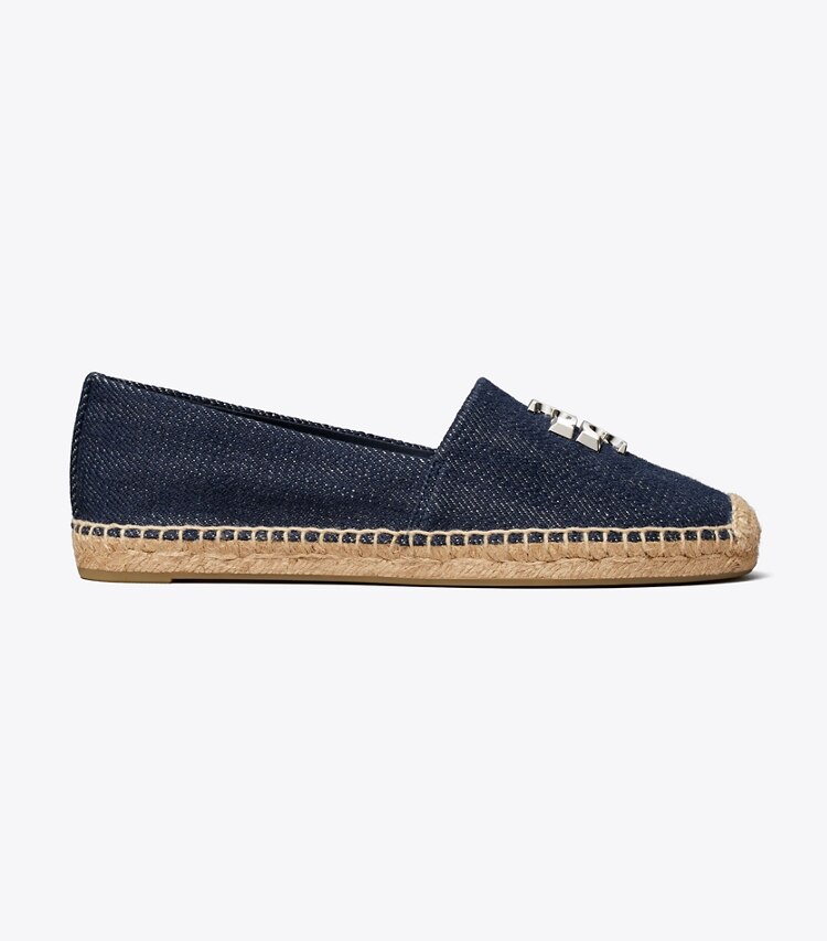 Tory Burch diseñador alpargatas Alpargata Eleanor en MIDNIGHT DENIM / SILVER lateral