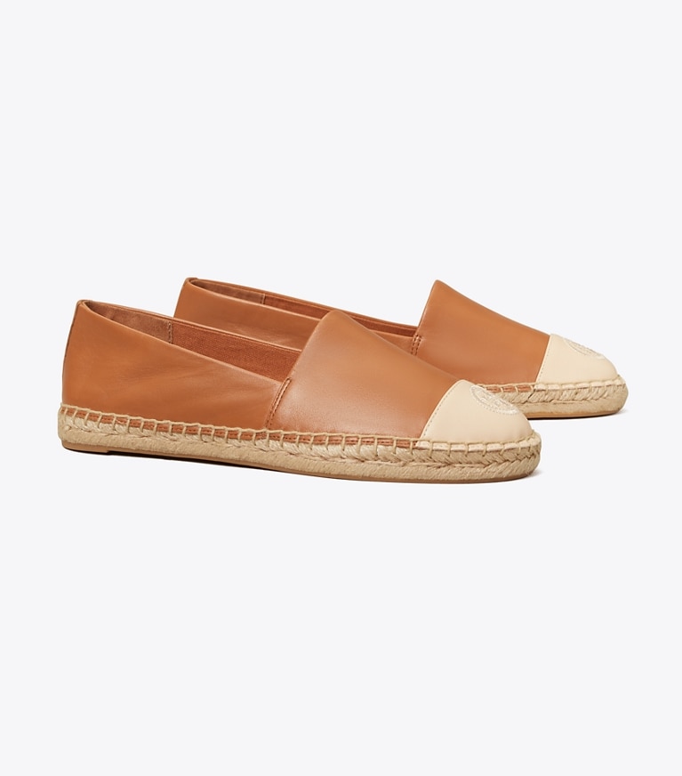 Tory Burch diseñador alpargatas Alpargatas con bloques de color en Amber / Dulce De Leche ángulo