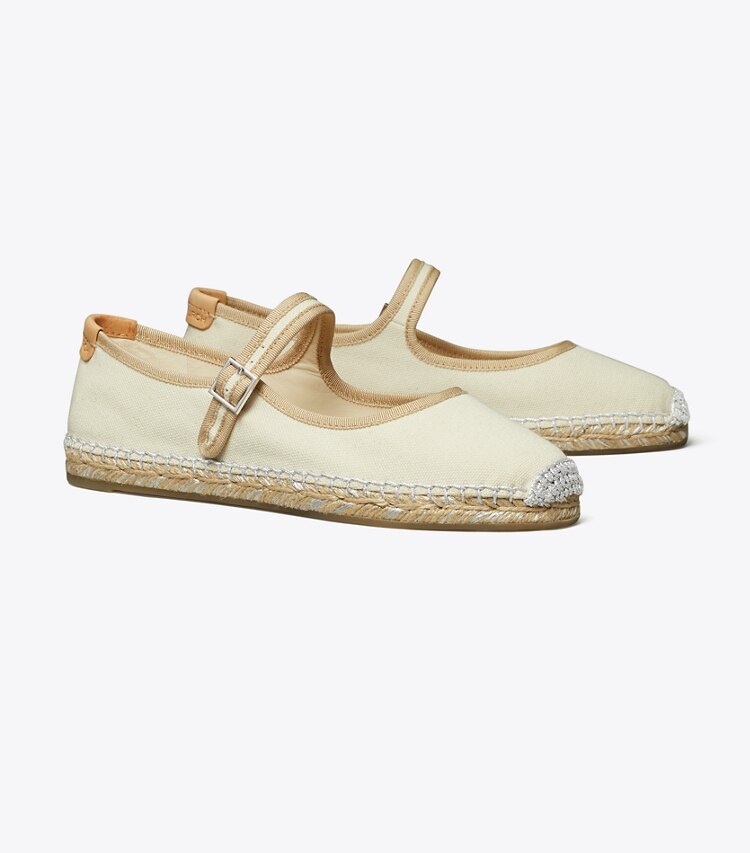 Tory Burch diseñador alpargatas Alpargatas Mary Jane en BRUSHED ALMOND ángulo