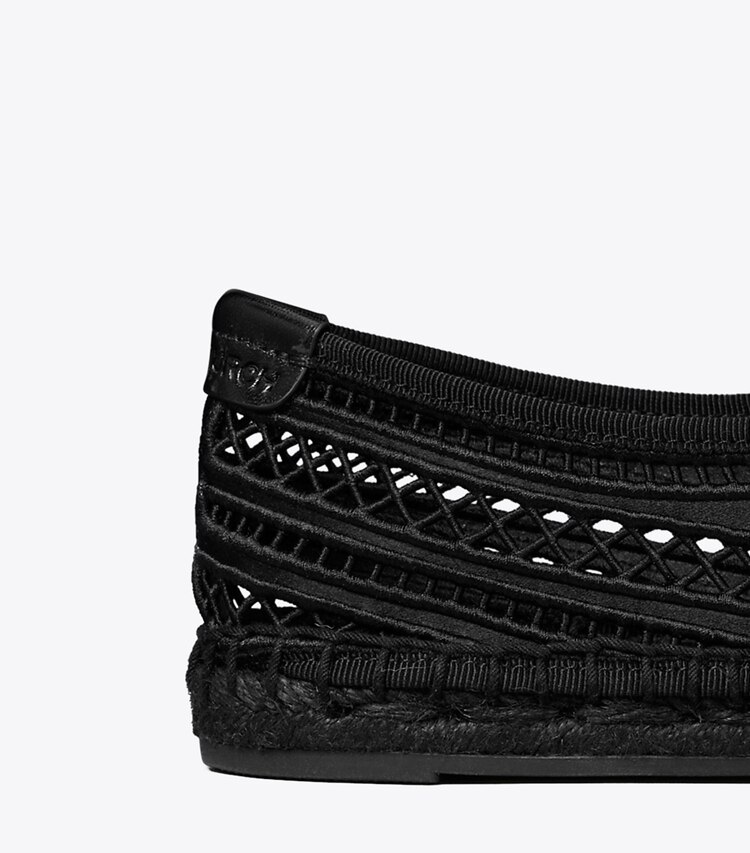 Tory Burch diseñador alpargatas Alpargatas Mary Jane de tejido abierto en Perfect Black / Perfect Black detalle
