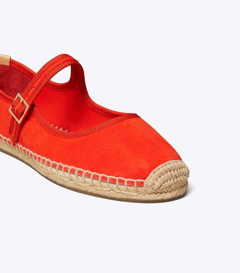 Tory Burch diseñador alpargatas Alpargatas Mary Jane en BLAZING RED / BLAZING RED / NATURAL detalle