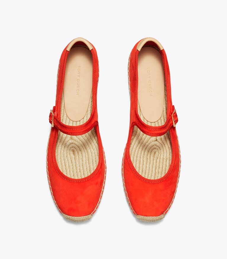 Tory Burch diseñador alpargatas Alpargatas Mary Jane en BLAZING RED / BLAZING RED / NATURAL vista superior