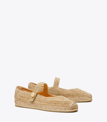 Tory Burch diseñador alpargatas Alpargatas Mary Jane Romy en GOLD ángulo