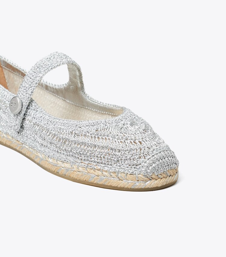 Tory Burch diseñador alpargatas Alpargatas Mary Jane Romy en SILVER detalle