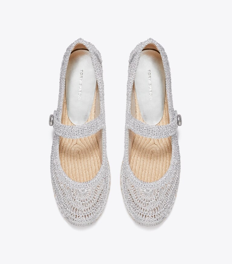 Tory Burch diseñador alpargatas Alpargatas Mary Jane Romy en SILVER vista superior