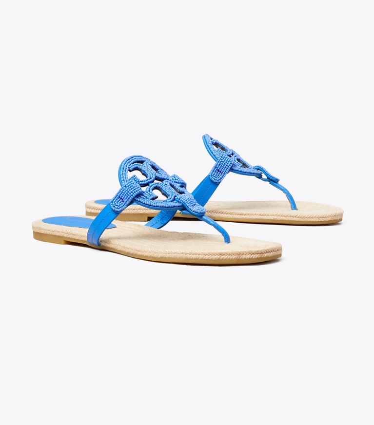 Tory Burch diseñador sandalias Alpargatas Miller con cuentas en DEEP BLUE ángulo