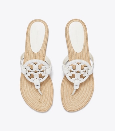 Tory Burch diseñador sandalias Alpargatas Miller con cuentas en CREAM vista superior