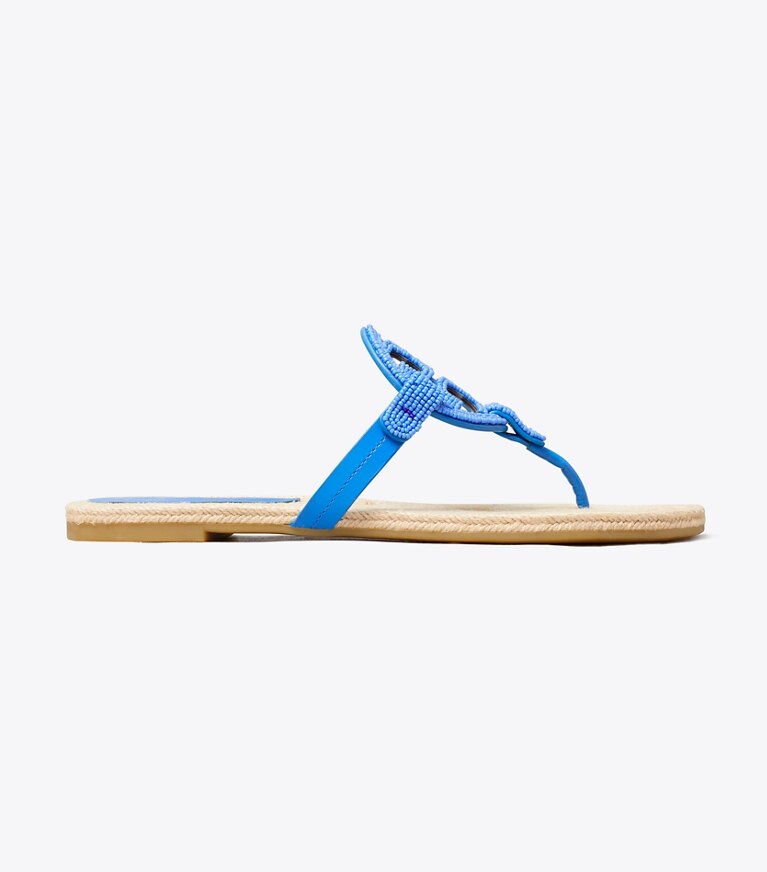Tory Burch diseñador sandalias Alpargatas Miller con cuentas en DEEP BLUE lateral